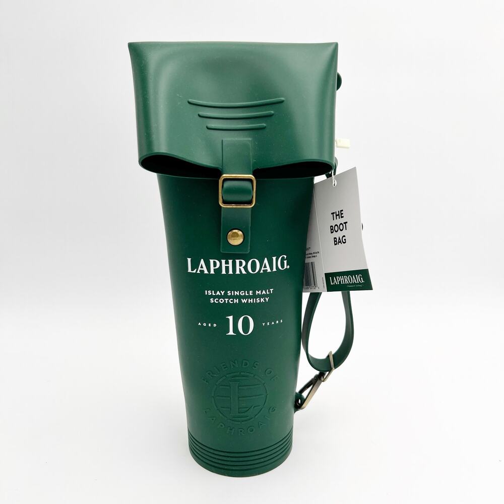 Laphroaig Whisky Boot Bag Collectible Wellies Green Rubber Bottle Tote NEW Empty